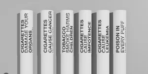 Cigarette filter, warning printed on the filters