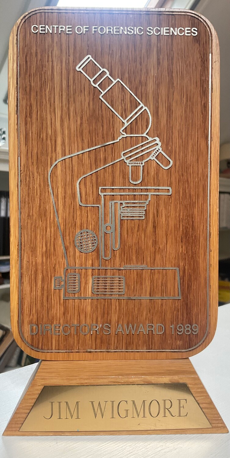 Director's Award picture with the name James Wigmore on it.