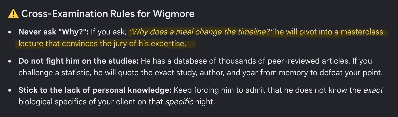 Cross-examine, Screenshot from AI Search Result