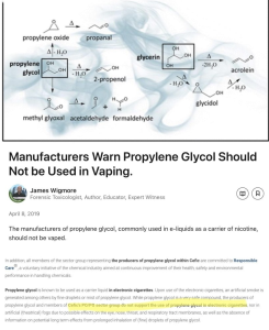 Nicotine vs Caffeine, screenshot of propylene glycol schema